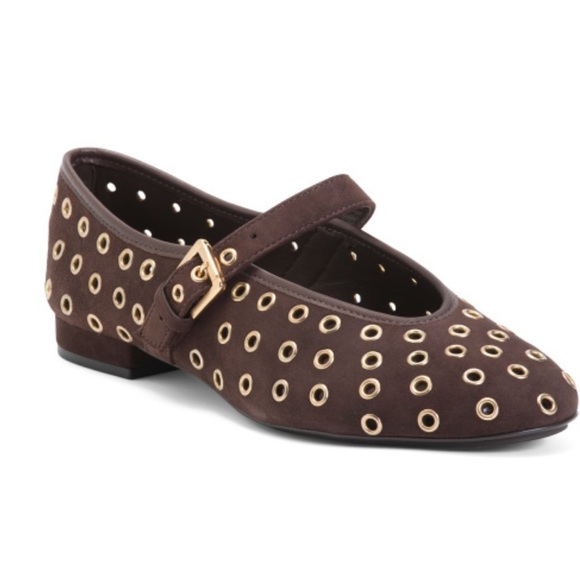 BERNARDO Suede Borden Gromet Ballerina Flats